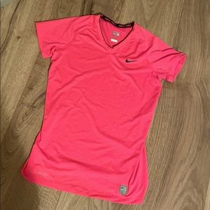 Nike Pro Hot Pink V Neck Shirt
